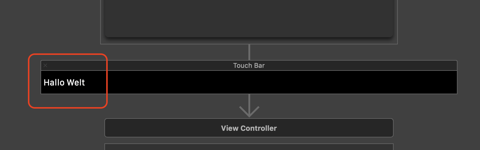 Mithilfe eines einfachen Labels kann ein zusätzlicher Text über die Touch Bar ausgegeben werden.