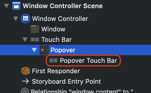 Ein Popover enthält eine eigene separate Touch Bar-Instanz.
