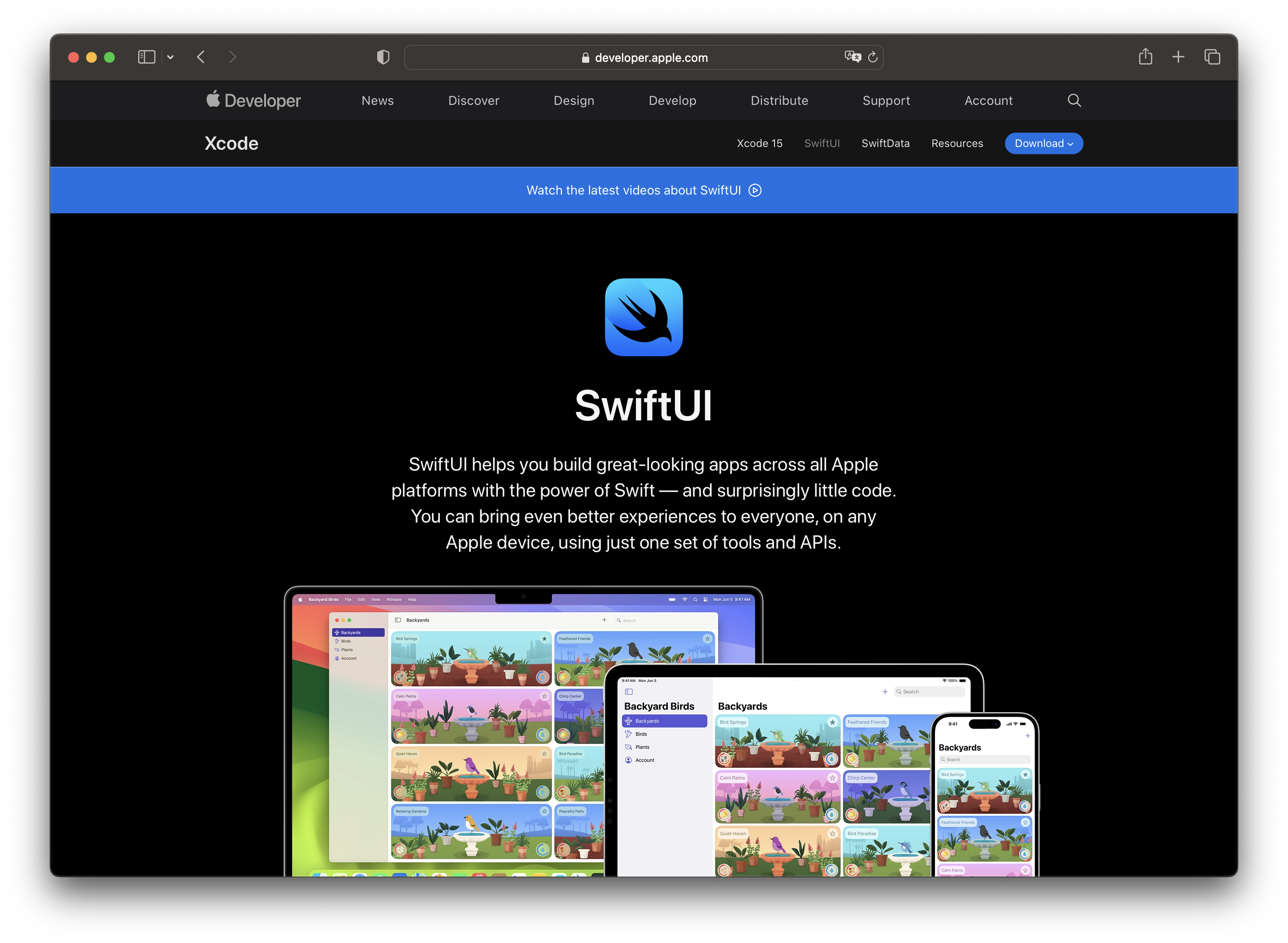 SwiftUI spielt eine immer größere Rolle und ist inzwischen der De-facto-Standard für die UI-Entwicklung auf Apple-Plattformen. (Bild: developer.apple.com)
